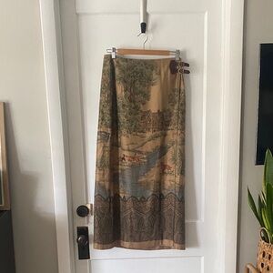 NWT Size 8 RALPH LAUREN Brown Print Wrap Skirt